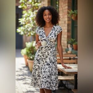 525 America Silk Printed Wrap Dress